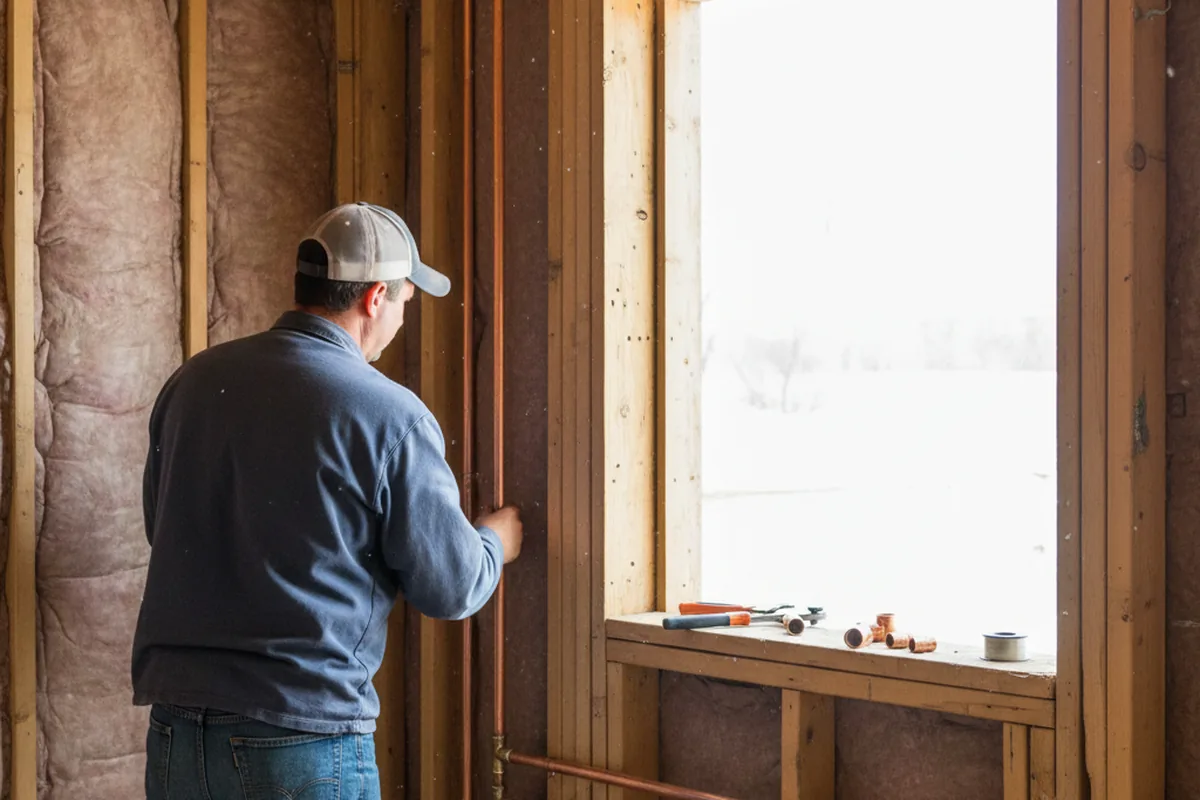 Licensed plumber running new copper supply lines in a Duncan Falls home